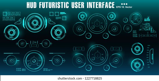HUD futuristic green user interface, dashboard display virtual reality technology screen