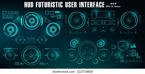 HUD futuristic green user interface, dashboard display virtual reality technology screen