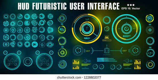HUD futuristic green user interface, dashboard display virtual reality technology screen