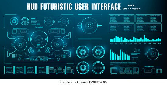 HUD futuristic green user interface, dashboard display virtual reality technology screen