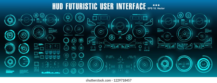 HUD futuristic green user interface. Sci-fi futuristic hud dashboard display virtual reality technology screen
