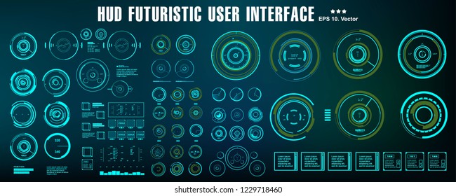 HUD futuristic green user interface. Sci-fi futuristic hud dashboard display virtual reality technology screen