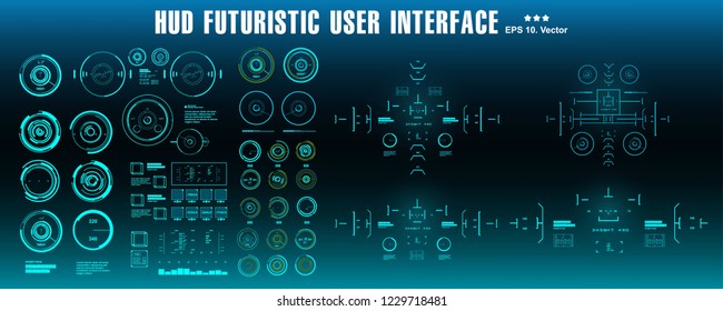 HUD futuristic green user interface. Sci-fi futuristic hud dashboard display virtual reality technology screen