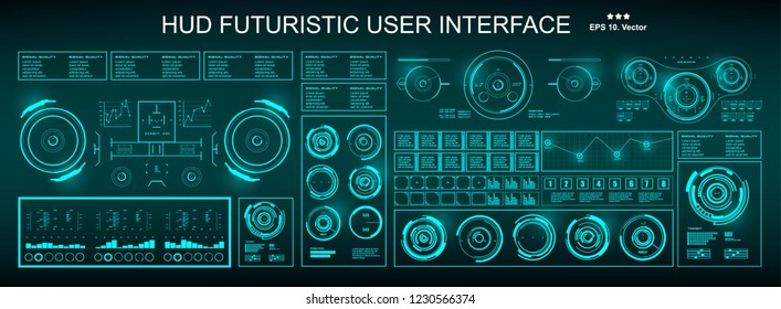 HUD futuristic green user interface, dashboard display virtual reality technology screen