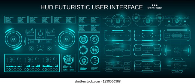 HUD futuristic green user interface, dashboard display virtual reality technology screen