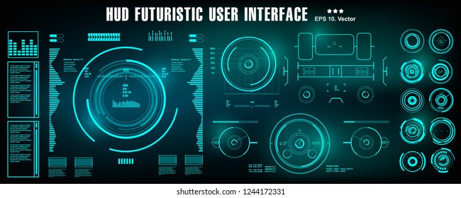 HUD futuristic green user interface, dashboard display virtual reality technology screen