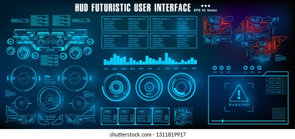 HUD futuristic green user interface, target. Dashboard display virtual reality technology screen