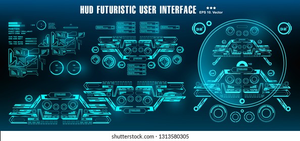 HUD futuristic green user interface, target. Dashboard display virtual reality technology screen