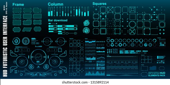 HUD futuristic green user interface, target. Dashboard display virtual reality technology screen