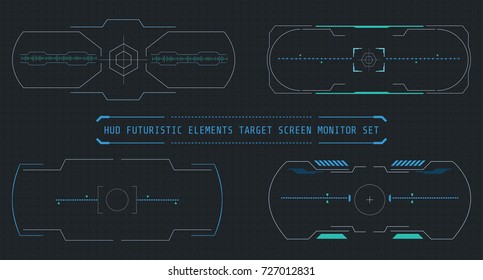 HUD Futuristic Hologram Elements User Interface Screen Target Monitor Illustration And Vector