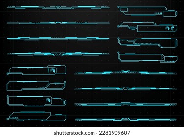 HUD futuristische Infobox und Ränder, Display-Schnittstellenelemente, Vektorrahmen. HUD- und Sci-Fi- oder zukunftsfähige Bildschirm-Frames und Infoboxen, virtuelle Dashboard-Anzeigengrenzen