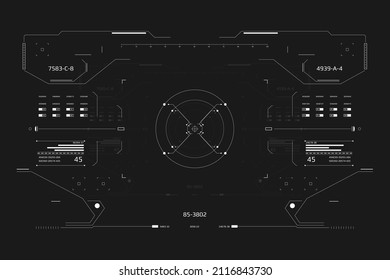 Elemento de diseño de pantalla HUD Futuritic Interface. Vector de objetos de visualización de vista de realidad virtual de la tecnología de interfaz de usuario de juegos.