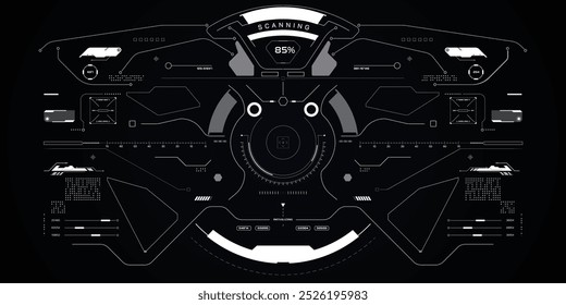 Elemento de design de tela da interface futurista HUD. Vetor de Objeto de Exibição de Exibição de Realidade Virtual da Tecnologia da Interface do Usuário.