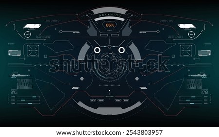 HUD Futuristic Interface Screen Design Element. UI Technology Virtual Reality View Display Object Vector.