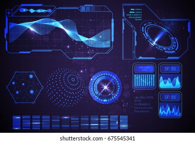 Hud futuristic interface ui design. Set of technology elements or scientific infographics