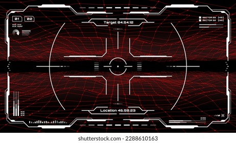 HUD futuristic monitor screen interface with target aim controls, vector crosshair frame. HUD technology dashboard or digital UI of space game, HUD GUI panel with virtual shooting radar on screen