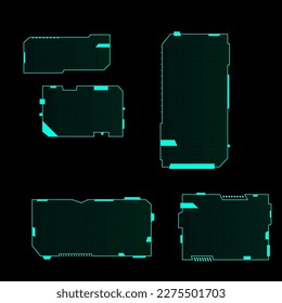 Hud Futuristic Sci Fi Text Frames Window Banners Set Screen Panel Green Vector Design