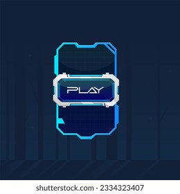 Hud Futuristic Sci Fi Text Frame Window Banner Pop Up Window Play Game UI Screen Panel On Nature Forest Landscape Background Vector Design