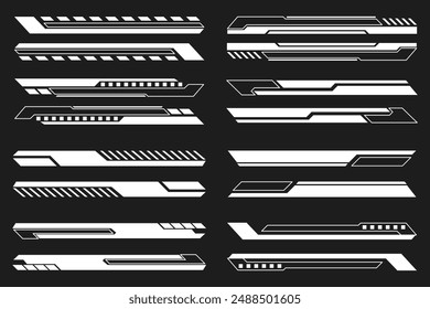 HUD Futuristic Sci-Fi Header and Footer Elements Set