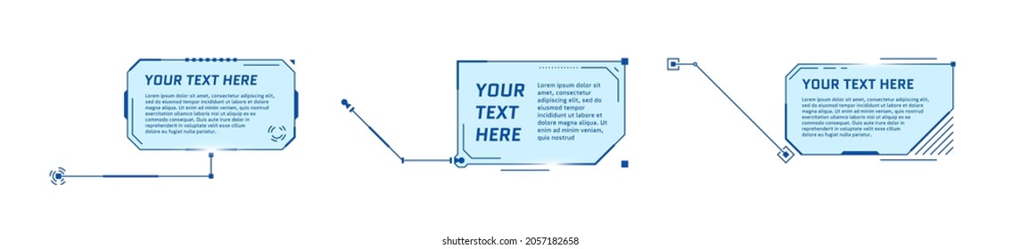 HUD futuristische Stiltitel auf weißem Hintergrund. Infografik-Anrufkastenleisten und moderne digitale Infoblau Rahmenlayouts. Interface-UI- und GUI-Element-Set. Vektorgrafik