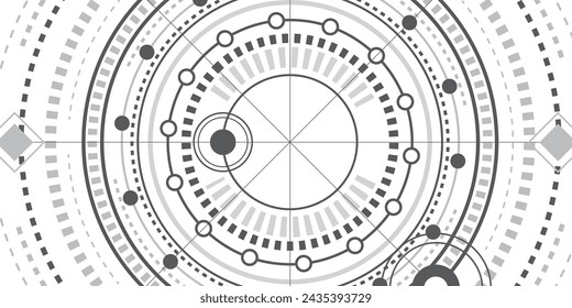 Hud Futuristic .Technical drawing.Electronic interface of the future . Fantastic circle .Drawing details .Vector illustration .