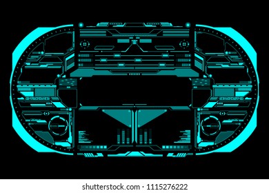 HUD Futuristic Technology Interface Elements Panel Vector. Abstract Virtual Cyber Object Pack For Game App UI Illustration.