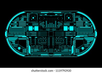 HUD Futuristic Technology Interface Elements Panel Vector. Abstract Virtual Cyber Object Pack For Game App UI Illustration.