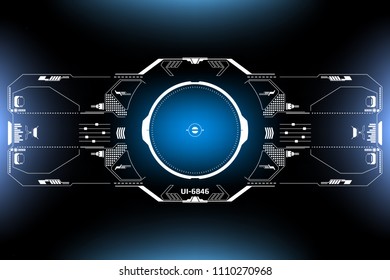 HUD Futuristic Technology Interface Screen Elements Panel Vector. Abstract Virtual Cyber Control Display Pack For Game App UI Illustration	