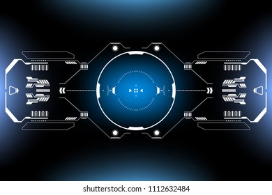 HUD Futuristic Technology Interface Screen Elements Panel Vector. Abstract Virtual Cyber Control Display Pack For Game App UI Illustration	