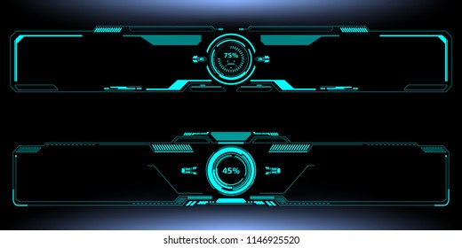 HUD Futuristic Technology Interface Screen Elements Panel Vector. Abstract Virtual Cyber Control Display Pack For Game App UI Illustration