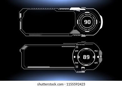 HUD Futuristic Technology Interface Screen White Elements Panel Vector. Abstract Virtual Cyber Control Display Pack For Game App UI Illustration