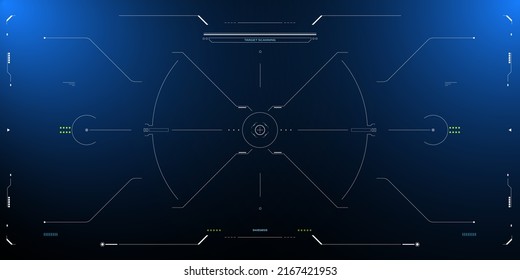 HUD Futuristic UI Cockpit Screen Basic Element. Abstract Virtual Drone Monitoring Display Concept Design Vector.