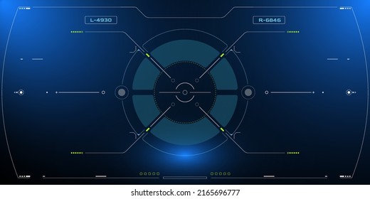 HUD futuristic UI screen technology cyber concept design. Abstract virtual reality monitoring display.