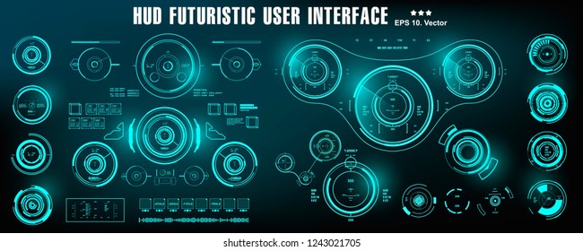 HUD futuristic user interface, dashboard display virtual reality technology screen, target