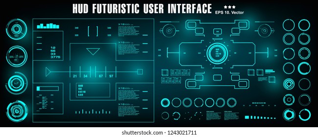 HUD futuristic user interface, dashboard display virtual reality technology screen, target
