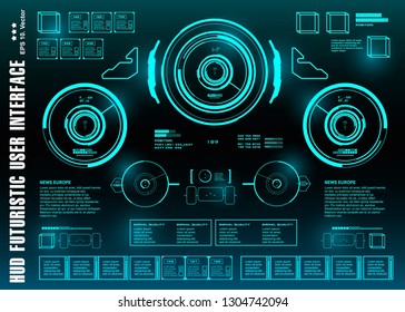 HUD futuristic user interface, dashboard display virtual reality technology screen, target