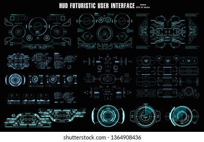 HUD futuristic user interface, target. Mega pack set target. Dashboard display virtual reality technology screen