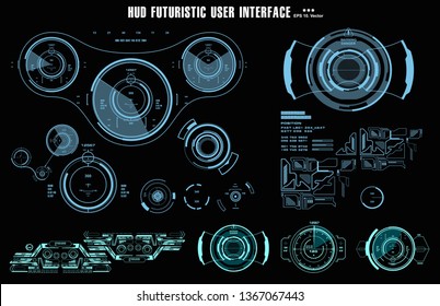 HUD futuristic user interface, target. Dashboard display virtual reality technology screen
