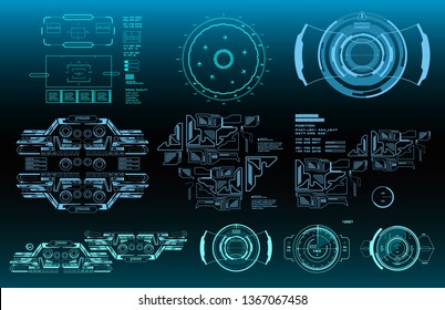 HUD futuristic user interface, target. Dashboard display virtual reality technology screen