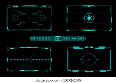 HUD Futuristic User Screen Basic Elements Set. Abstract Virtual Target Monitor Control Panel Layout Texture Concept Design.