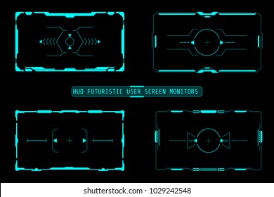 HUD Futuristic User Screen Basic Elements Set. Abstract Virtual Target Monitor Control Panel Layout Texture Concept Design.