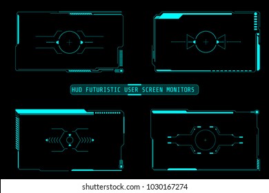 HUD Futuristic User Screen Basic Elements Set. Abstract Virtual Game Target Monitor Control Panel Layout Texture Concept Design.