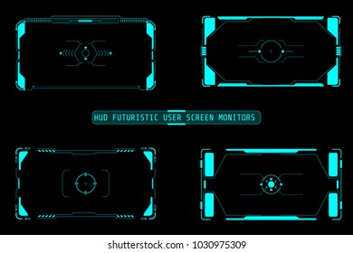 HUD Futuristic User Screen Basic Elements Set. Abstract Virtual Target Monitor Control Panel Layout Texture Concept Design.