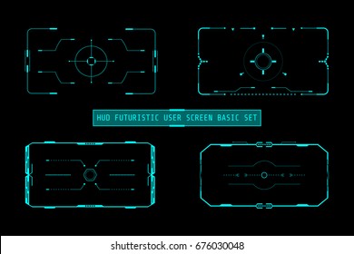 HUD Futuristic User Screen Basic Elements Set. Abstract Virtual Control Panel Layout Texture Concept  Design.