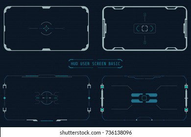 HUD Futuristic User Screen Basic Elements Vector Set. Abstract Virtual Control Panel Layout Texture Illustration Concept Design.