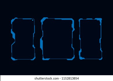 HUD Futuristic User Screen Control Interface Set. Abstract Virtual Hologram Target Monitor Concept Design.