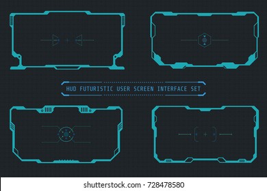HUD Futuristic User Screen Target Elements Set. Abstract Virtual Hologram Control Interface Concept Design.
