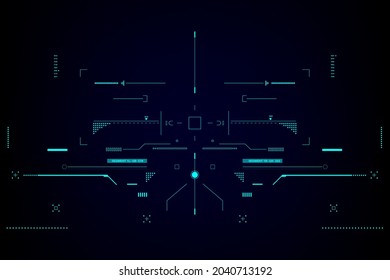 HUD Futuristic Vector Space Ship Screen Design. Game UI Virtual Reality Technology Monitoring System  Concept Illustration.