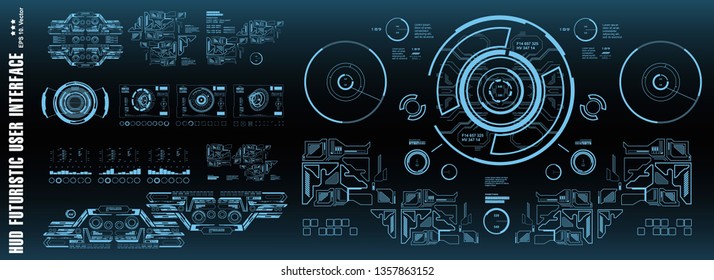 HUD futuristic virtual graphic touch user interface, target. Dashboard display virtual reality technology screen.
