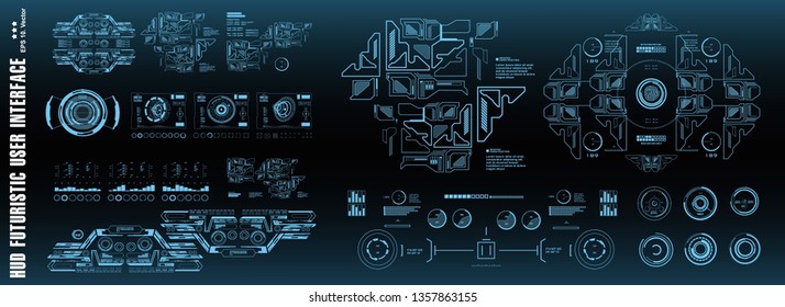 HUD futuristic virtual graphic touch user interface, target. Dashboard display virtual reality technology screen.